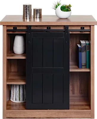 Produktbild von Kommode HWC-K75, Schrank Regal, Schiebetüre 5 Staufächer, Holz-Optik Industrial Metall 84x80x40cm  braun