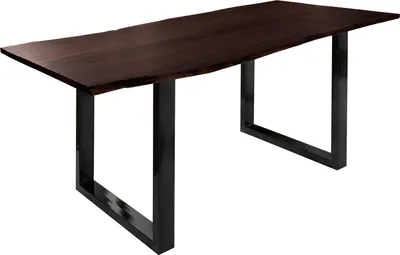 Immagine prodotto di MASSIVMOEBEL24 | FREEFORM 3 Tavolo da pranzo in legno di acacia - laccato marrone /gambe in ferro ferro - antracite lucido 200x100x76