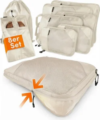 Produktbild von Packtaschen, Kompression Set, 8-teilig, mit Schuhbeutel und Wäschesack, für Koffer