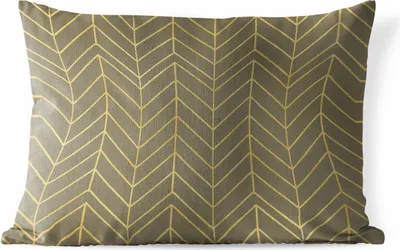 Produktbild von MuchoWow® Outdoor Kissen - Muster - Linie - Grün - Gold - 60x40 cm - Wetterfest - Lounge Kissen - Zierkissen - Kissen für Innenräume