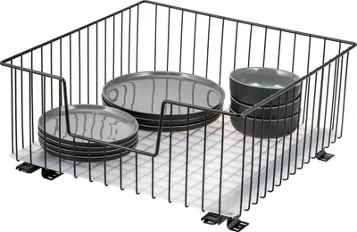 Produktbild von bremermann Schrank-Korbauszug 50 cm mit Einlegeboden, Küchenschublade zum Nachrüsten, Schrankauszug aus Metall, schwarz