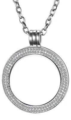 Produktbild von Morella Damen Halskette 70 cm Edelstahl mit Schmuckmünze Zirkonia Coin Anhänger 33 mm silber