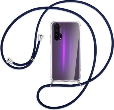 Produktbild von Handykette Backcover-Schutzhülle mit Band (Metall silberfarben) für Honor 20 Pro - dunkelblau