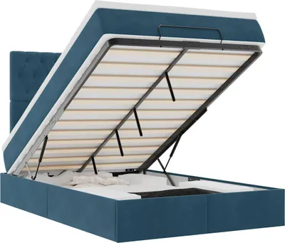 Obrázek produktu pro vidaXL Osmanská postel s matracemi tmavě modrá 120x200 cm sametová