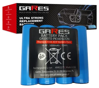 Obrázek produktu pro Gares Univerzální Akumulátor Li-Ion 14,4A 5Ah | Akumulátorový Pack | Baterie pro elektronická zařízení 14,4A | Vysoká kvalita Gares®