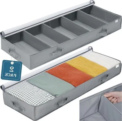 Produktbild von Bettboxen 2 Stück groß, durchsichtig, faltenbar, Klettverschluss