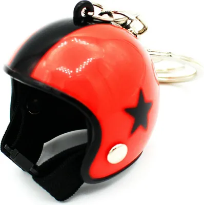 Produktbild von Helm XL Retro Star Schlüsselanhänger – Motorrad Helm Anhänger mit Verschluss – Ø 45 mm S130 Rot