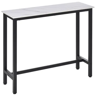 Produktbild von Bartisch in Marmoroptik, Stahlrahmen, Nivellierfüße, 120x40x100 cm, Weiß/Schwarz