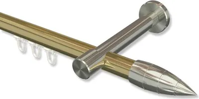 Produktbild von Interdeco Innenlaufstange, Gardinenstange mit Innenlauf Messing-Optik / Edelstahl-Optik Modell Prestige Samanto, 20 mm Ø 1-läufig, 400 cm (geteilt)