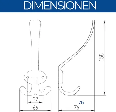 Immagine prodotto di Ganci grandi in ottone per porte, bagno, cucina, 158x66 mm