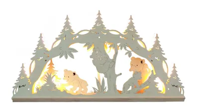 Produktbild von Design & Decor GmbH Schwibbogen 55 cm 7 Kerzen, Ausführung:Bären