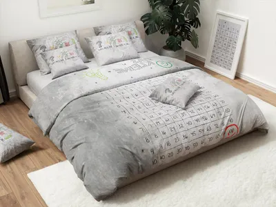 Produktbild von Kinderbettwäsche ZAHLEN grau Bettwäschegröße: 80 x 80 cm | 135 x 200 cm