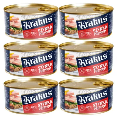 Produktbild von Krakus Premium Schinken Fleischkonserve 6x 300g - Schweinefleisch Konserve