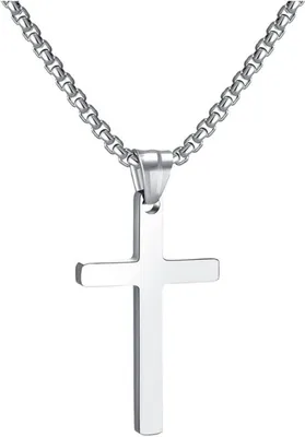 Produktbild von Kreuzkette Edelstahl Herren Damen Silber Gold Schwarz 16-24 Zoll