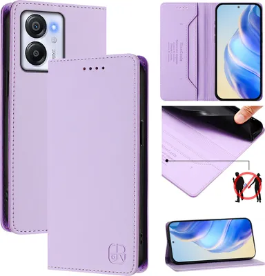 Obrázek produktu pro Kožené pouzdro pro Blackview Oscal Modern 8/Color 8, flipové pouzdro s přihrádkami na karty, peněženkou a stojánkem Fialový