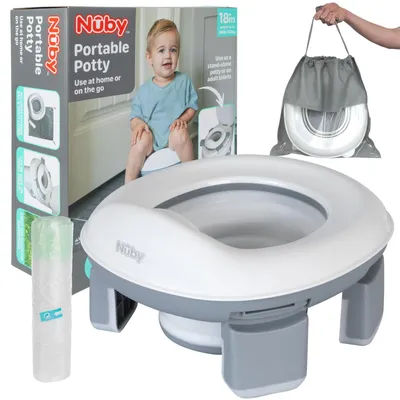 Produktbild von Kindertoilette Reisetoilette Töpfchen - Tragbar - Mit Aufbewahrungstasche - 20 Einwegtöpfchen - 2-in-1