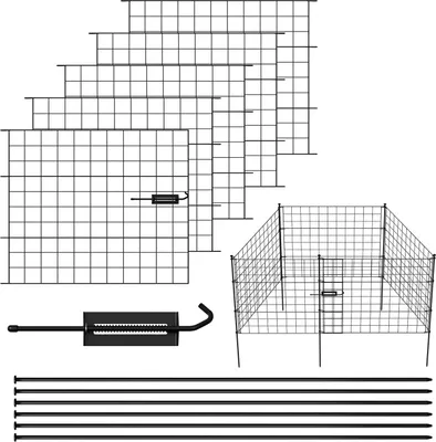 Produktbild von Faziango 5X Teichzaun Metallzaun Zaunelementen Unterbogen Garden Gartenzaun Gartentor Zaun Gerade Schwarz