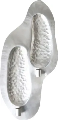 Produktbild von BELIANI Wandkerzenhalter Silber Metall für Stabkerzen 2-Armig Modern Strukturierte Optik Wanddeko für Wohnzimmer Esszimmer Flur Eingangsbereich