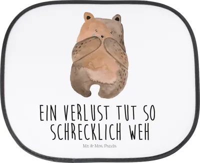 Produktbild von Mr. & Mrs. Panda Sonnenschutz Auto Bär Verlust - Weiß - Geschenk, hitzeschutz, saugnapf, Trauer Trauergeschenk Traurig Trösten Trost Liebeskummer, Sonnenblende, Teddy