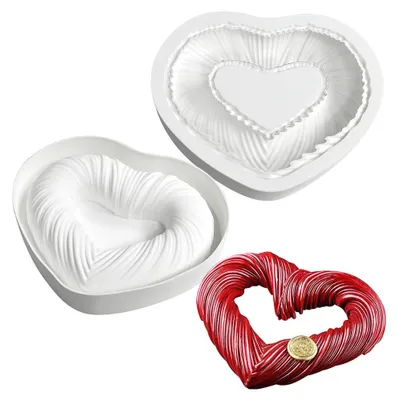 Silikon Mousse-Kuchenform, Herzform, 20,5x17x3,7 cm, 1 Stück