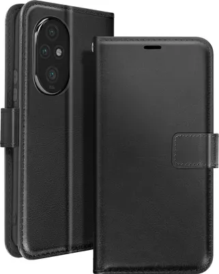 Zdjęcie produktu dla Mayaxess, Honor 200 Pro Wallet Case Stand z paskiem na rękę, czarny