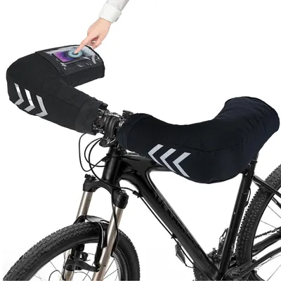 Image de Gants de guidon de vélo - Écran tactile - Coupe-vent et imperméable - Taille unique, noir