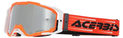 Imagen del producto de Máscara de motocross ACERBIS VITRION, lente espejada, naranja y blanco
