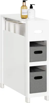 Produktbild von SoBuy Niedriger Schrank, Badezimmerschrank, Toilettenpapierhalter, Toilettenschrank, Schmaler Aufbewahrungsschrank