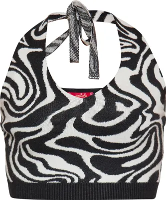 Immagine prodotto di SWIRLY crop top da donna - bianco lana nero, XL