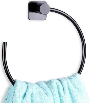 Zdjęcie produktu dla Uchwyt na ręcznik stalowy czarny okrągły 18 cm