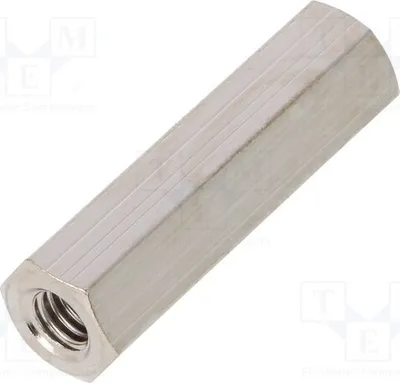 Produktbild von 10x Distanzmuffe mit Gewinde Innengew: M4 sechskant 25mm Messing 116X25 Distanzele