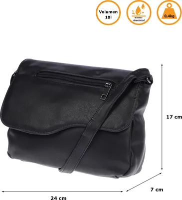 Produktbild von Damen Tasche Schultertasche Umhängetasche Crossover Bag Leder Optik Handtasche Schwarz