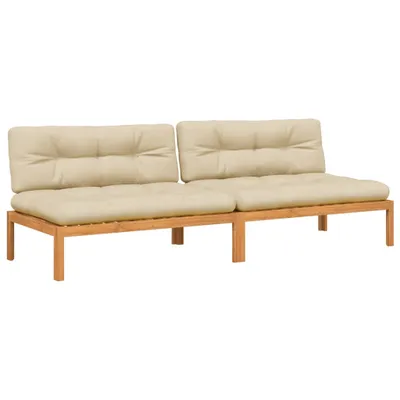 Produktbild von vidaXL Garten-Mittelsofas aus Paletten mit Kissen 2 Stk. Akazienholz