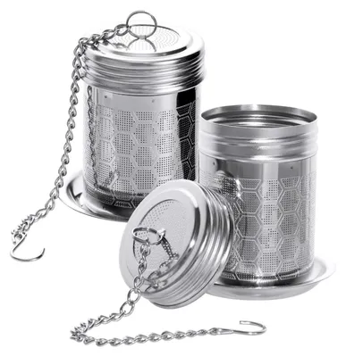 Produktbild von 2 Teesiebe Edelstahl Teeinfuser Abtropfschale Teeei Gewürzsieb Aquariumgardens