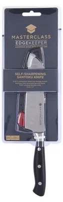 Produktbild von MasterClass Santokumesser, Edgekeeper rostfreier Stahl Selbstschärfendes Santokumesser, 12 cm (5"), Schalenverpackung, Schwarz