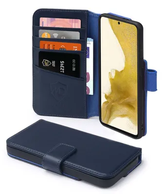 Productafbeelding van MobyDefend Hoesje - Geschikt voor Samsung Galaxy S22  - Luxe Leren  Wallet Bookcase - Blauw