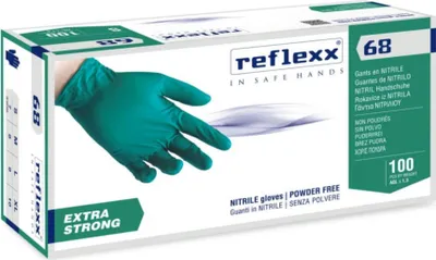 Obrázok produktu pre Nitrilové rukavice Reflexx R68 bez prášku, 100 % bez latexu, 6,6 g, kat. 3, 100 ks, S