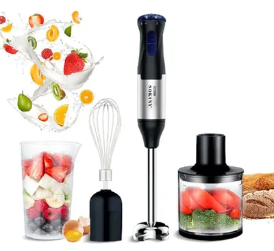 4-in-1 Stabmixer 1000W, 5 Stufen, 500 ml Zerkleinerer, 700 ml Messbecher