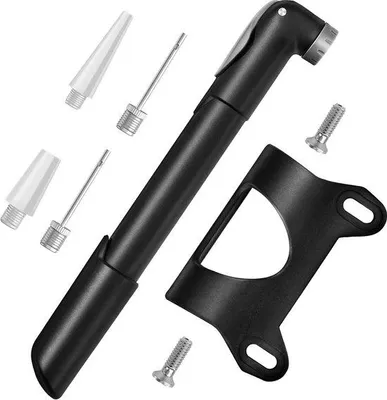 Produktbild von Famanu Mini-Fahrradpumpe mit Druckmesser - Schwarz
