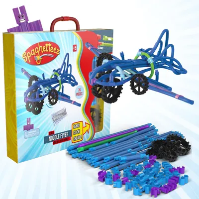 Produktbild von Clics Konstruktionsspielzeug Spaghetteez Noodle Flyer Flugzeug flexible Stäbchen 76-teilig