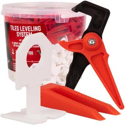 Produktbild von Olejnik Fliesen-Nivelliersystem 1mm mit 250 Clips, 100 Keilen und Zange