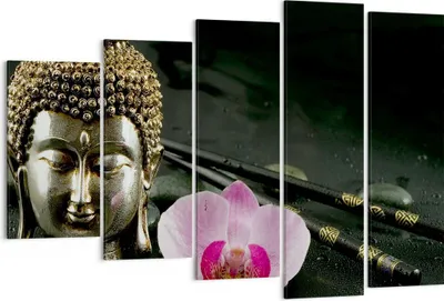 Produktbild von Bild auf Leinwand - Leinwandbild - Buddha Blume Stöcke - 150x100cm - Wand Bild - Wanddeko - Leinwanddruck - Bilder - Kunstdruck - Wanddekoration - Leinwand bilder - Wandkunst - EG150x100-0145