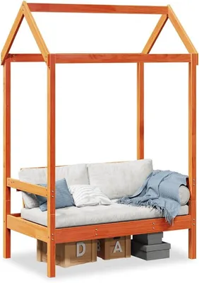 Immagine prodotto di Panca con schienale in legno massello di pino, color marrone, dimensioni 117,5 x 70 x 176,5 cm, ideale per soggiorno, sala da pranzo, corridoio o ingresso