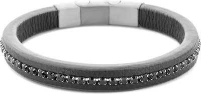 Produktbild von Frank 1967 7FB-0557 – Herren-Lederarmband – Schwarze Zirkonia – Verstellbar – 21 cm – Geschenk für Herren