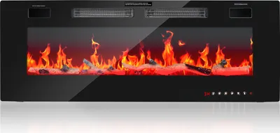 Obrázok produktu pre Elektrický krb Yakimz s diaľkovým ovládaním a úsporným LED osvetlením, vstavaný krb, 127 cm