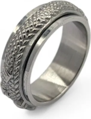 Obrázek produktu pro Zlatý nebo stříbrný prsten Fidget Spinner Dragon Silver US 7