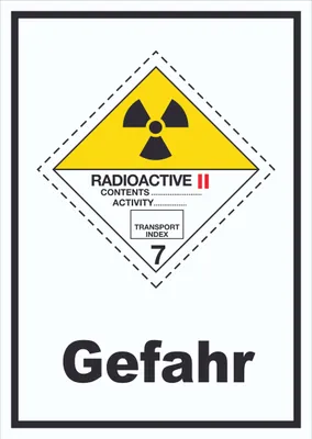 Produktbild von Schild radioaktive Stoffe Gefahr Radioactive II-GELB hochkant A0 Rückseite selbstklebend