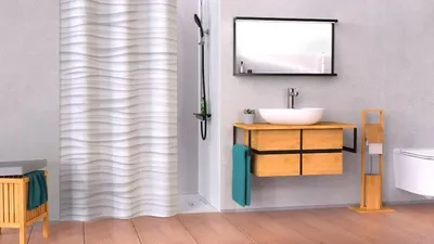 Obrázek produktu pro EISL Sprchový závěs 180x200 WHITE WAVE, omyvatelný sprchový závěs proti plísním, neprůhledný závěs i do vany