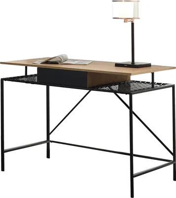 Produktbild von SalesFever Schreibtisch | mit Ablagefläche | Tischplatte 15 mm MDF natur | Gestell Metall schwarz | B 110 x T 55 x H 76 cm