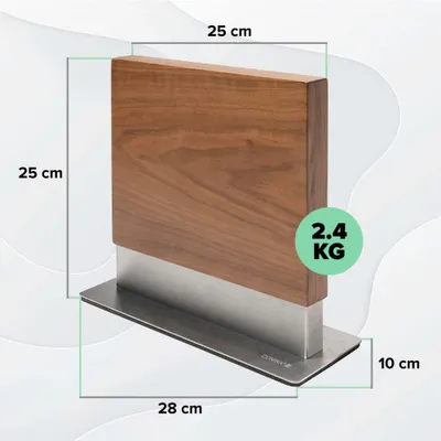 Obrázok produktu pre Stojan na nože obojstranný, orechové drevo, pre kuchyňu, magnetický